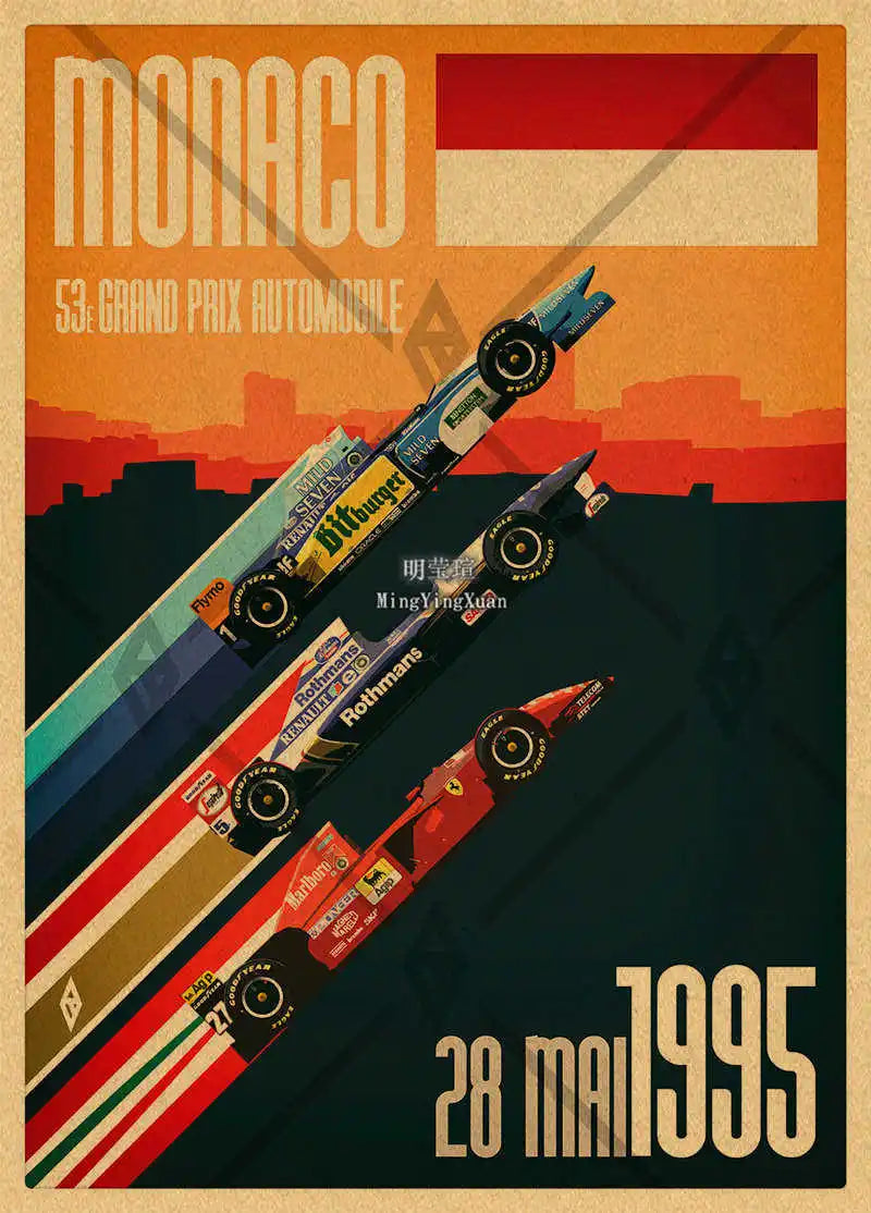 Vintage 1980s Racing Car Kraft Poster