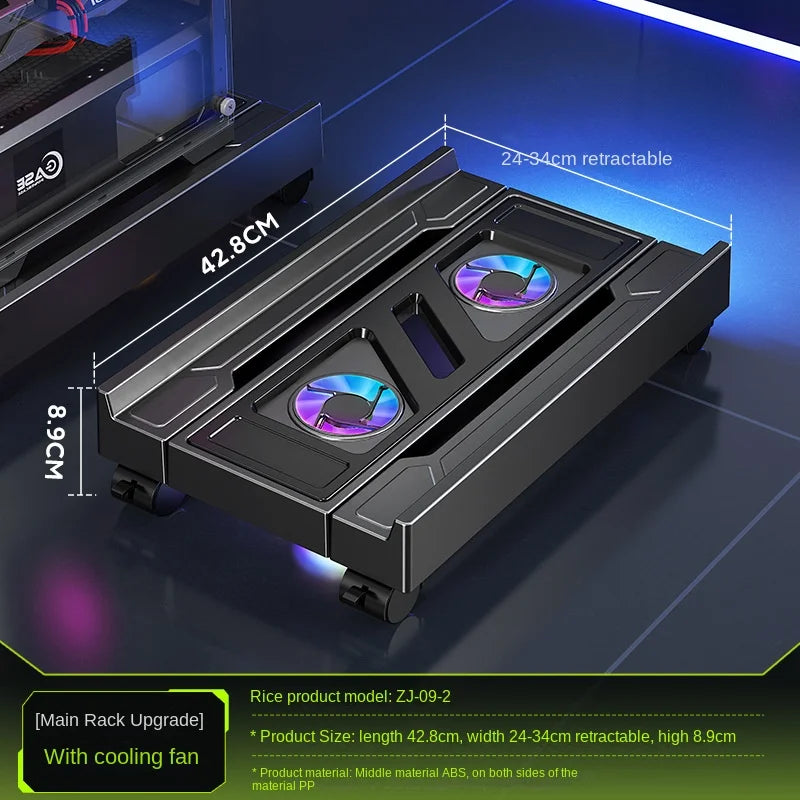 BEISHI Adjustable RGB PC Tower Stand with Cooling Fan Option