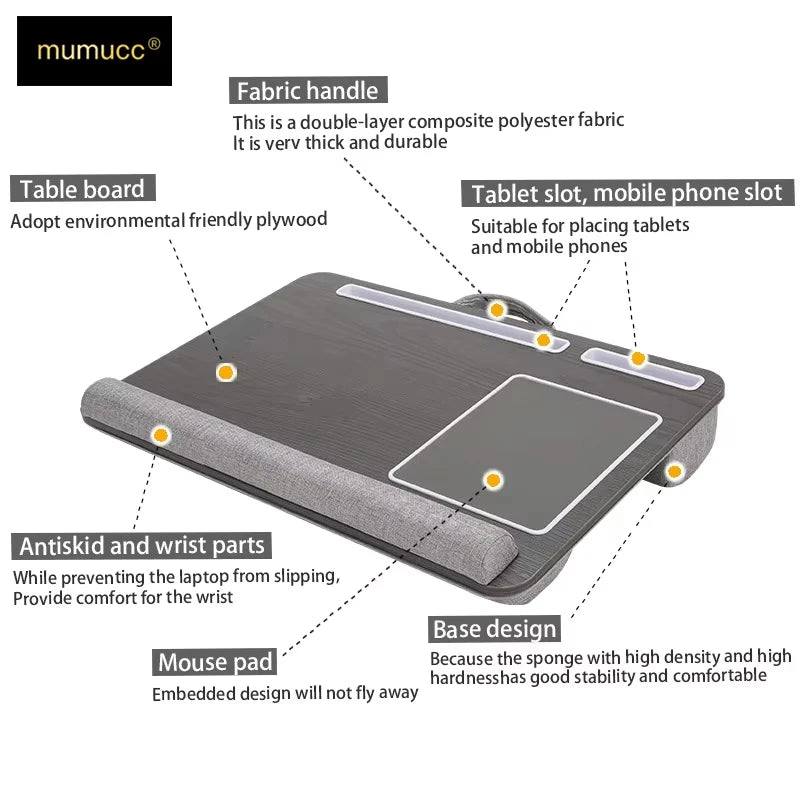 Portable Laptop Lap Desk with Built-In Mouse Pad