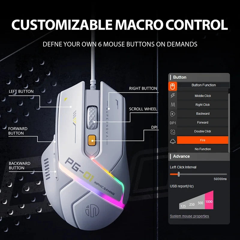 Inphic PG1/PG9 RGB Wired Gaming Mouse