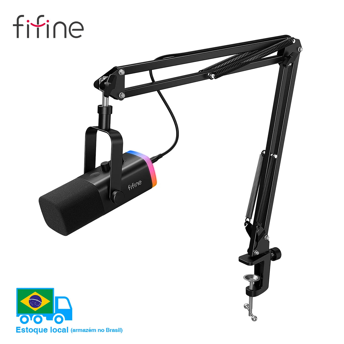 FIFINE AM8T RGB USB/XLR Microphone Kit with Boom Arm