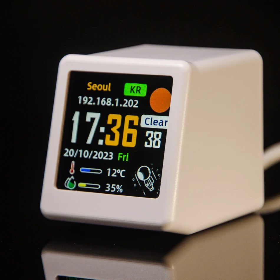 GEEKMAGIC Mini Smart Desk Display – Wi-Fi Clock, Weather & GIF Screen