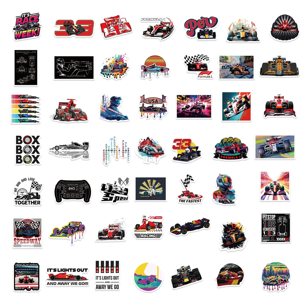 50-Piece Racing Sticker Pack