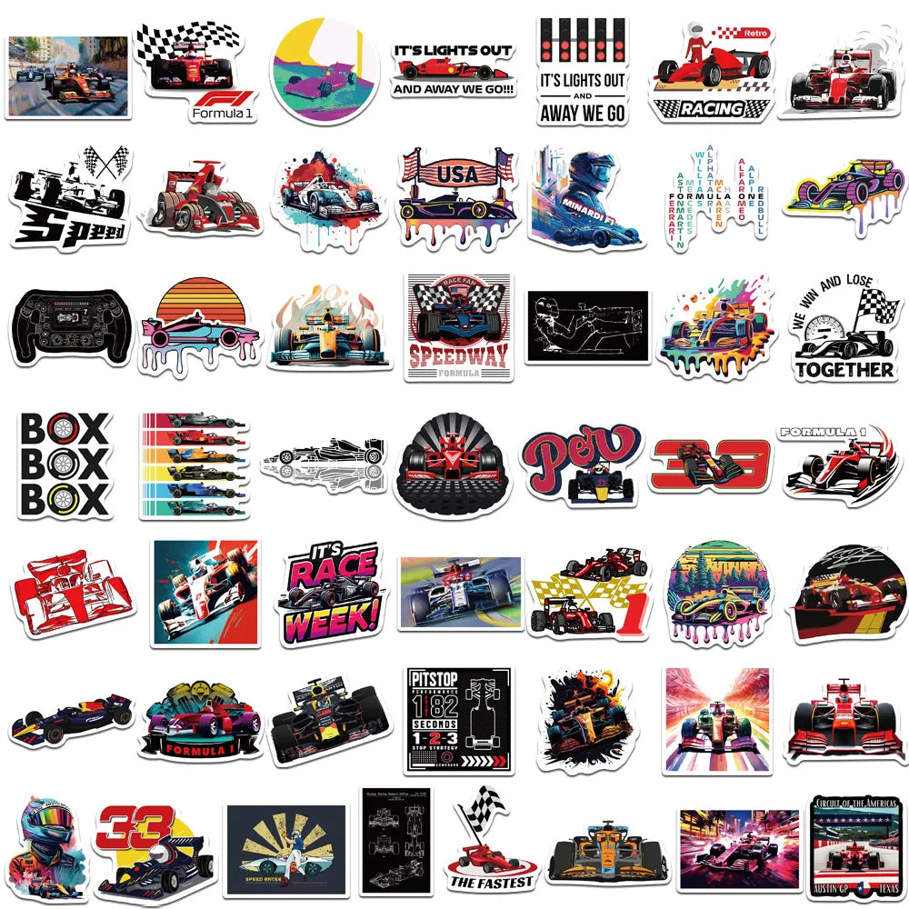 Racing Sticker Pack – 10, 30 or 50 Pieces