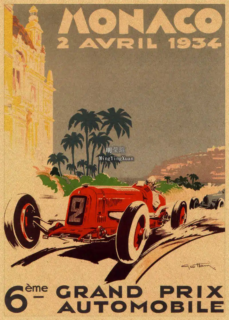 Vintage 1980s Racing Car Kraft Poster