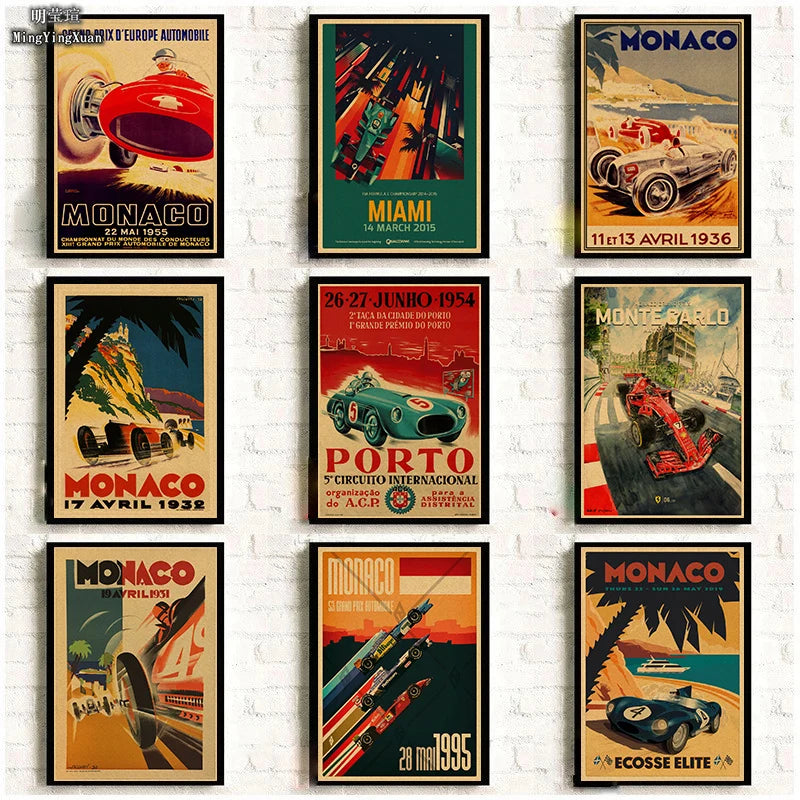 Vintage 1980s Racing Car Kraft Poster