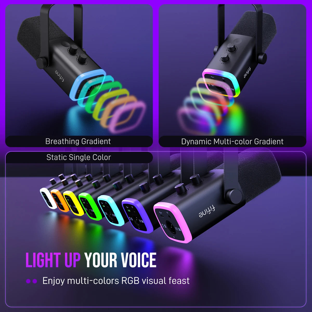 FIFINE AM8 RGB USB/XLR Dynamic Gaming Microphone
