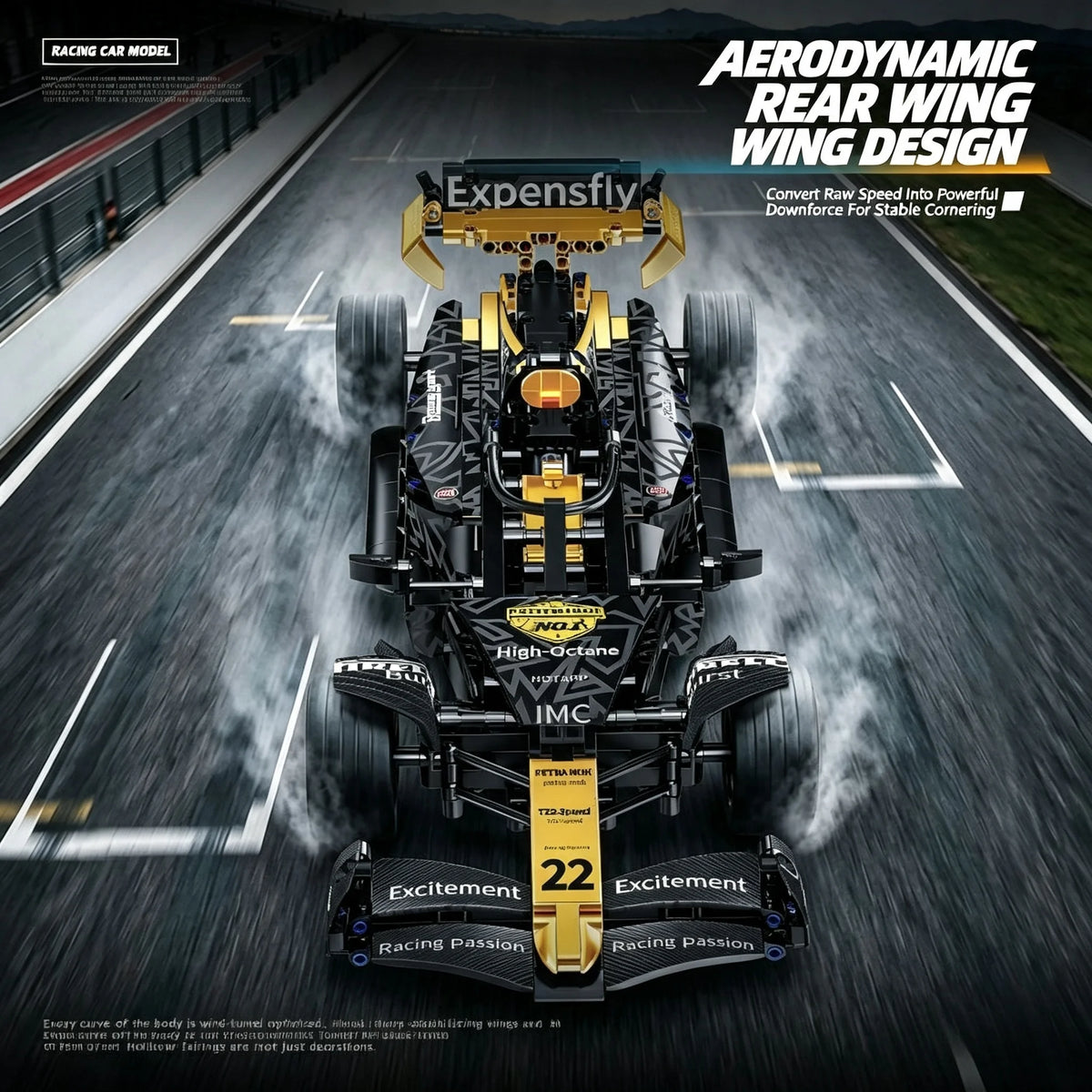 Black & Gold 1:10 Technical Racing Car Building Kit