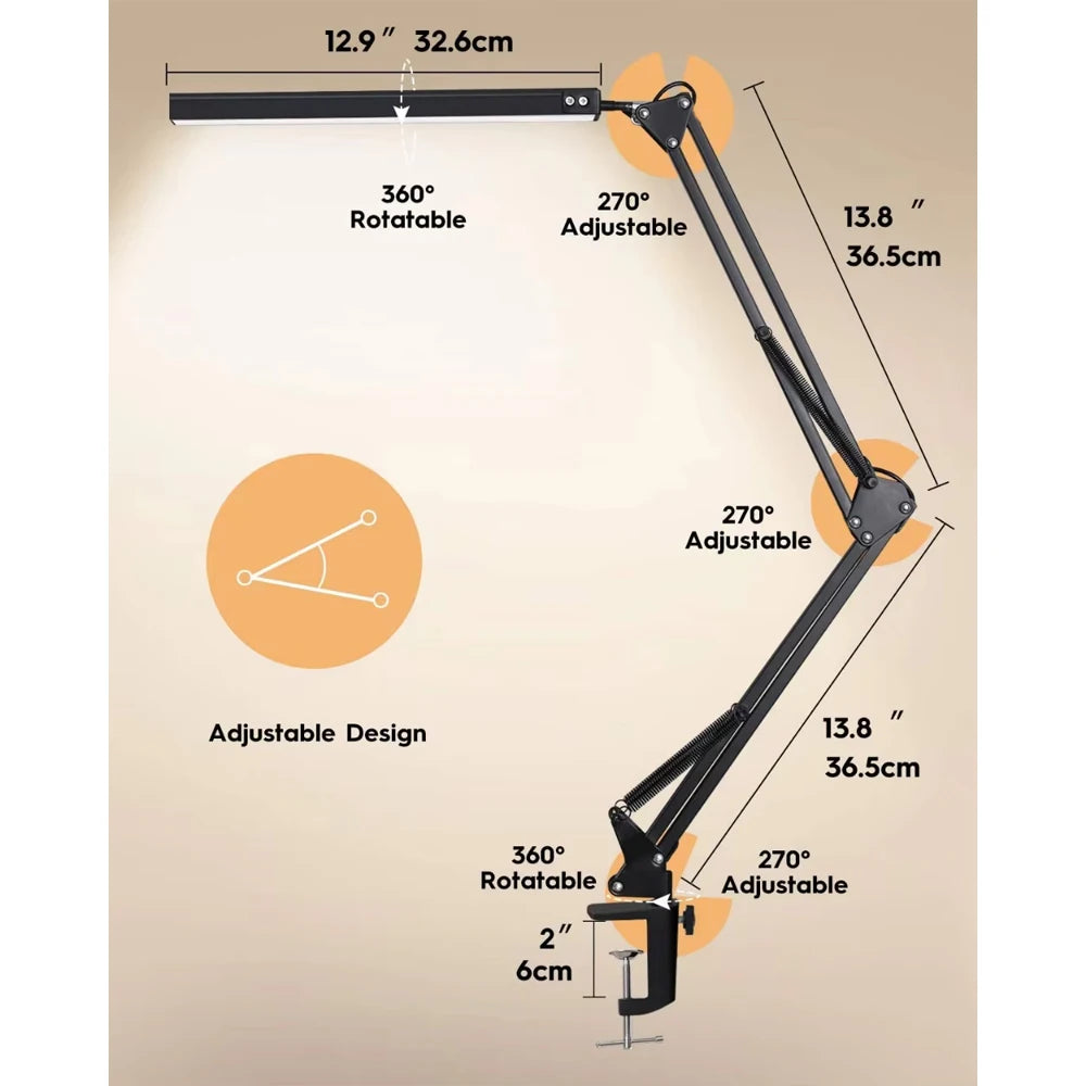 Adjustable LED Desk Lamp with Rocker Arm