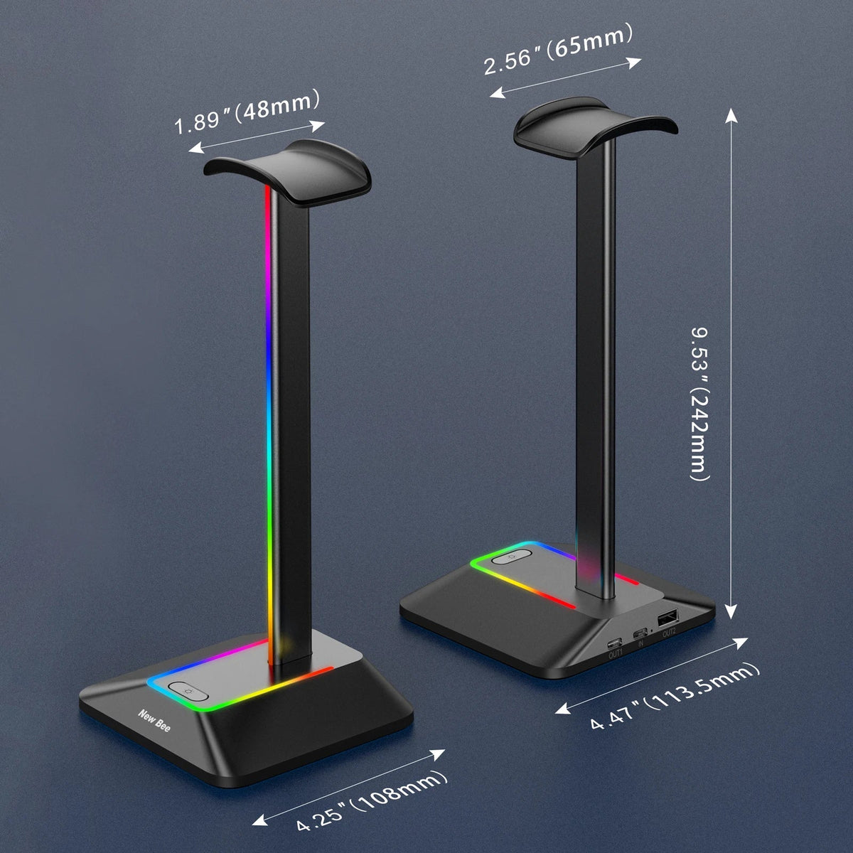 RGB Headset Stand with Dual USB Ports