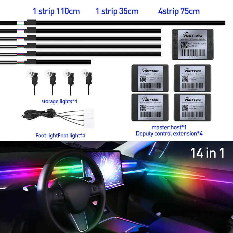 64-Colour RGB Car Ambient Lighting Kit