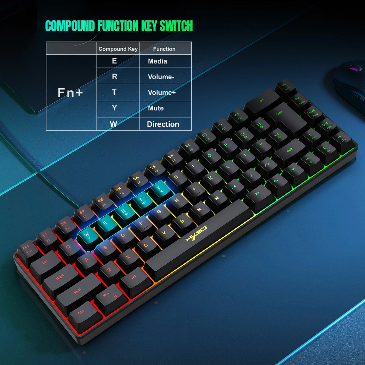 68-Key RGB Wired Gaming Keyboard