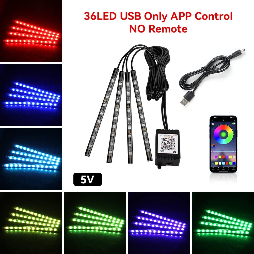 RGB Car Interior Ambient Light Kit