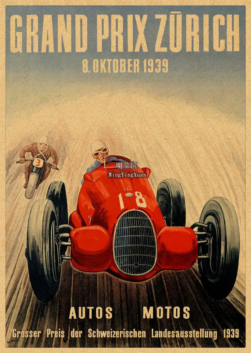 Vintage 1980s Racing Car Kraft Poster