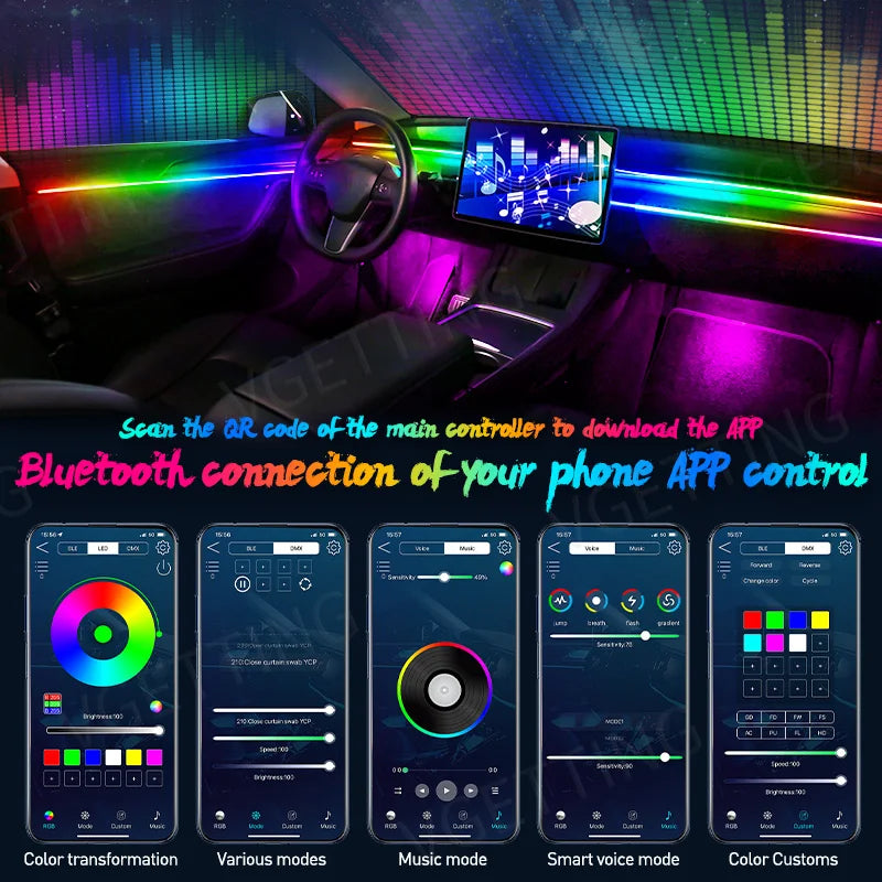 64-Colour RGB Car Ambient Lighting Kit
