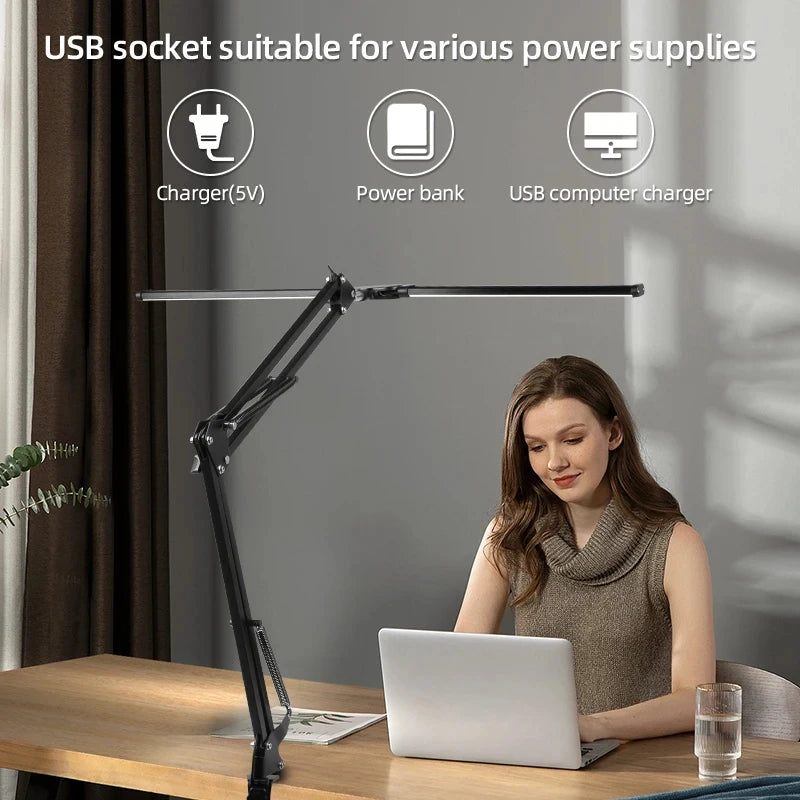 Dual-Head Clamp LED Desk Lamp