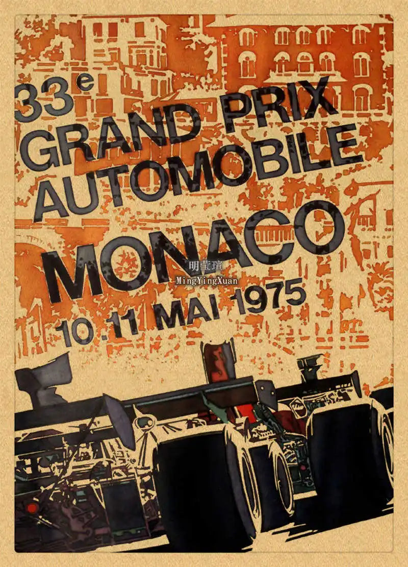 Vintage 1980s Racing Car Kraft Poster