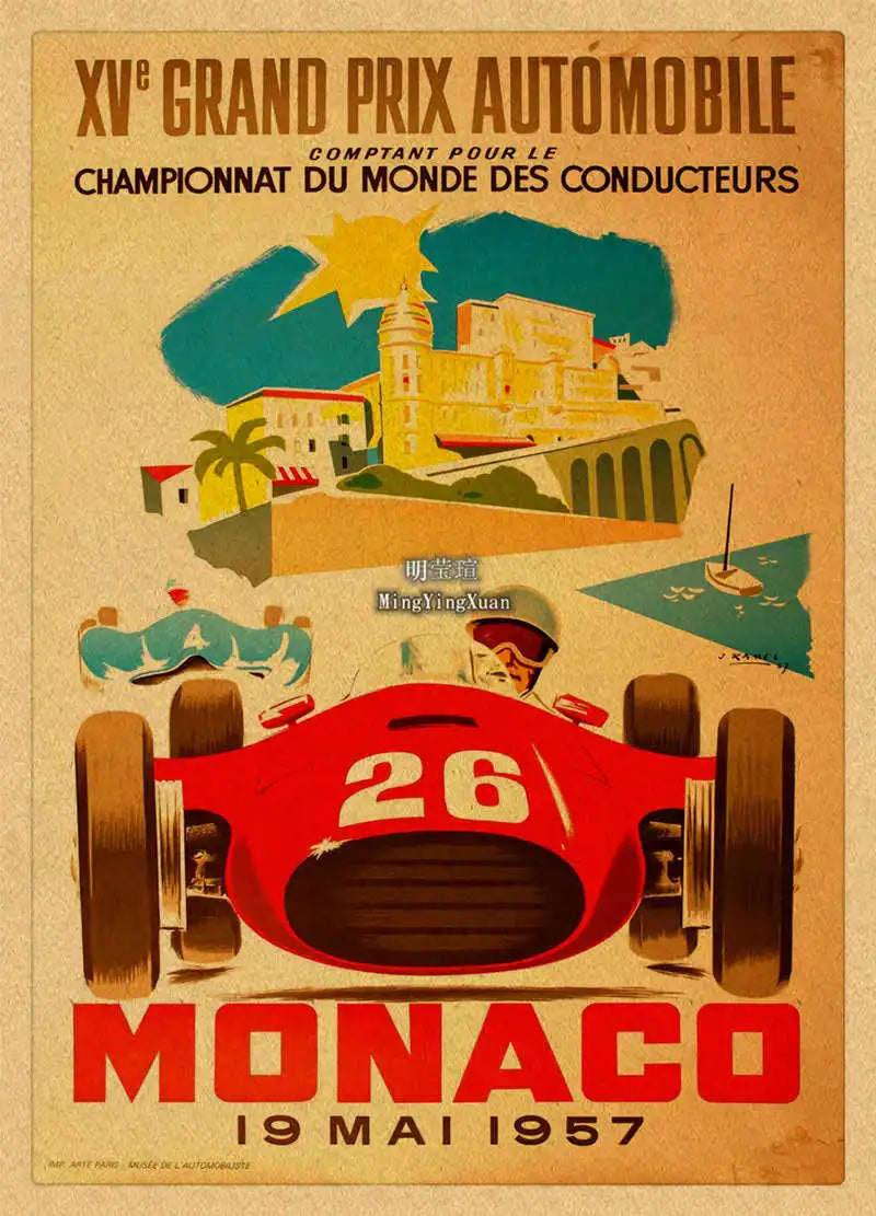 Vintage 1980s Racing Car Kraft Poster