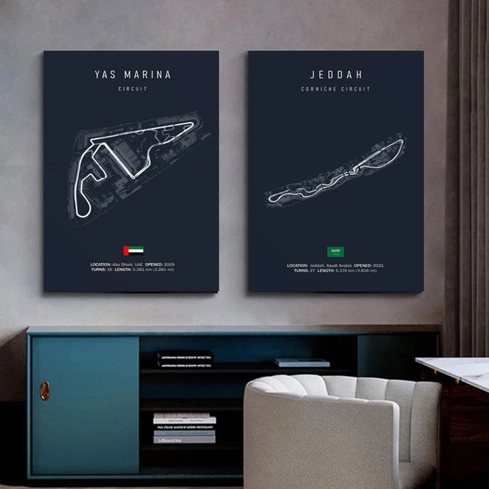 Grand Prix Circuit Map Wall Art Collection