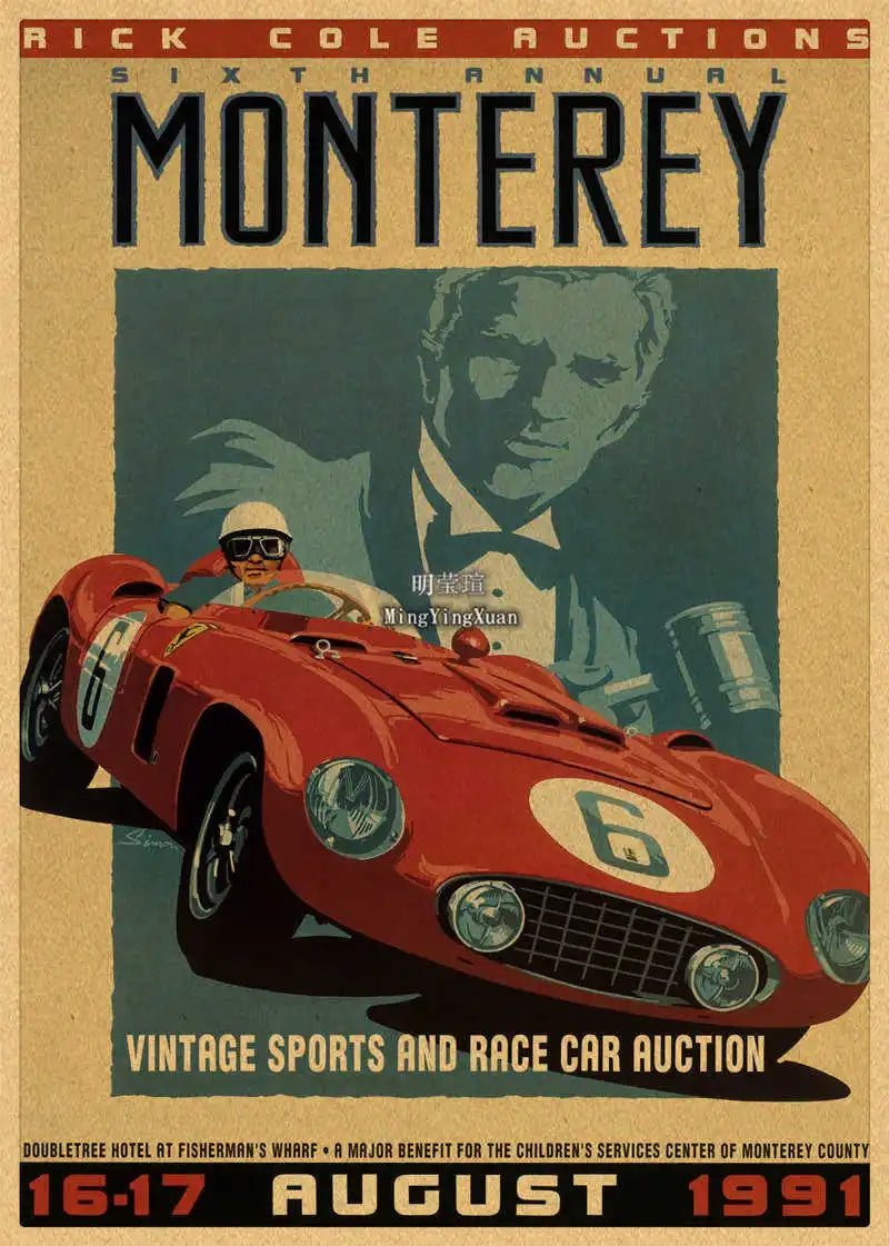 Vintage 1980s Racing Car Kraft Poster