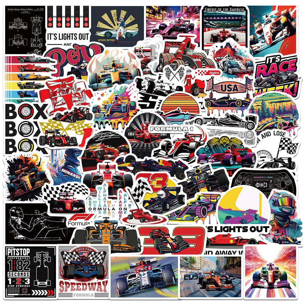 Racing Sticker Pack – 10, 30 or 50 Pieces