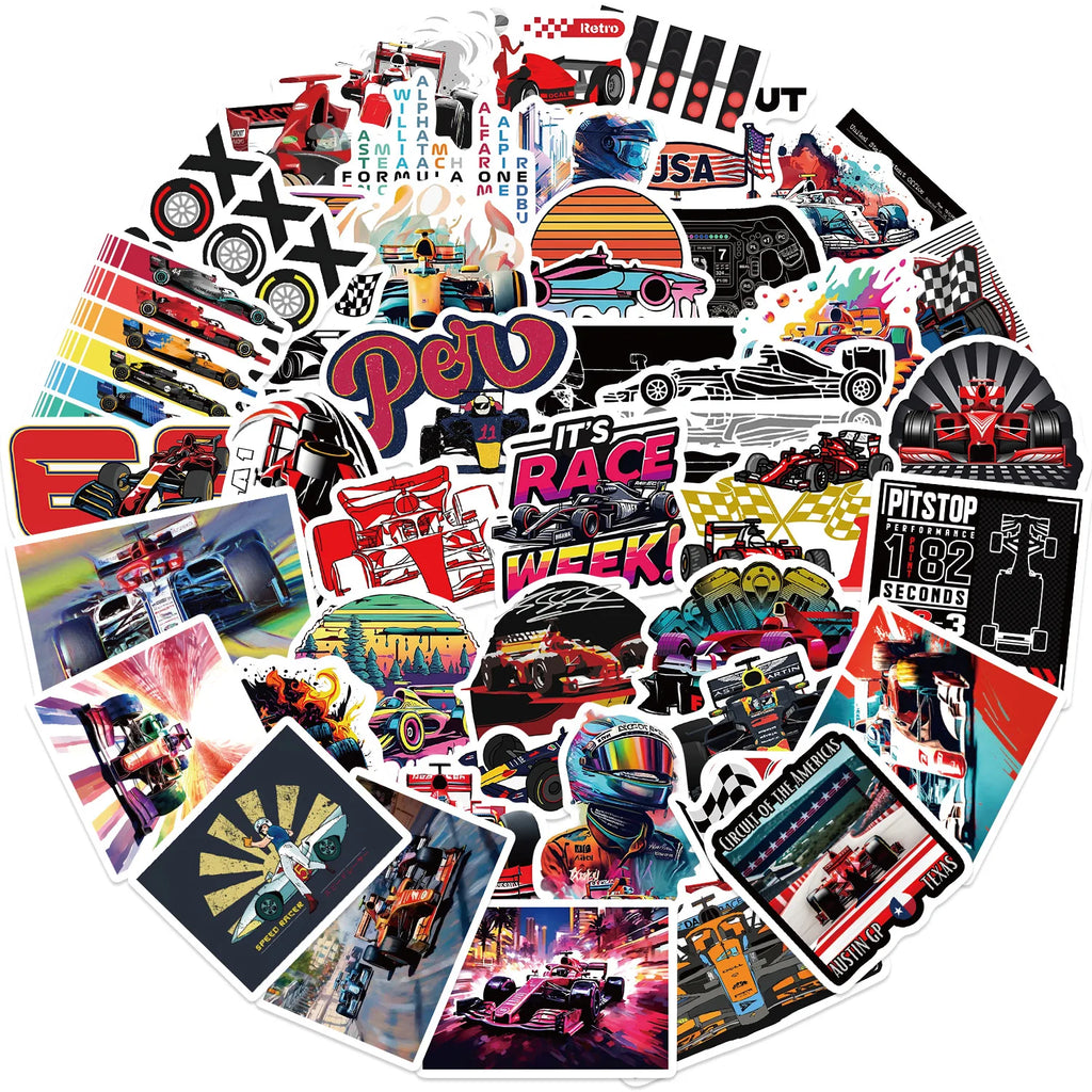 50-Piece Racing Sticker Pack
