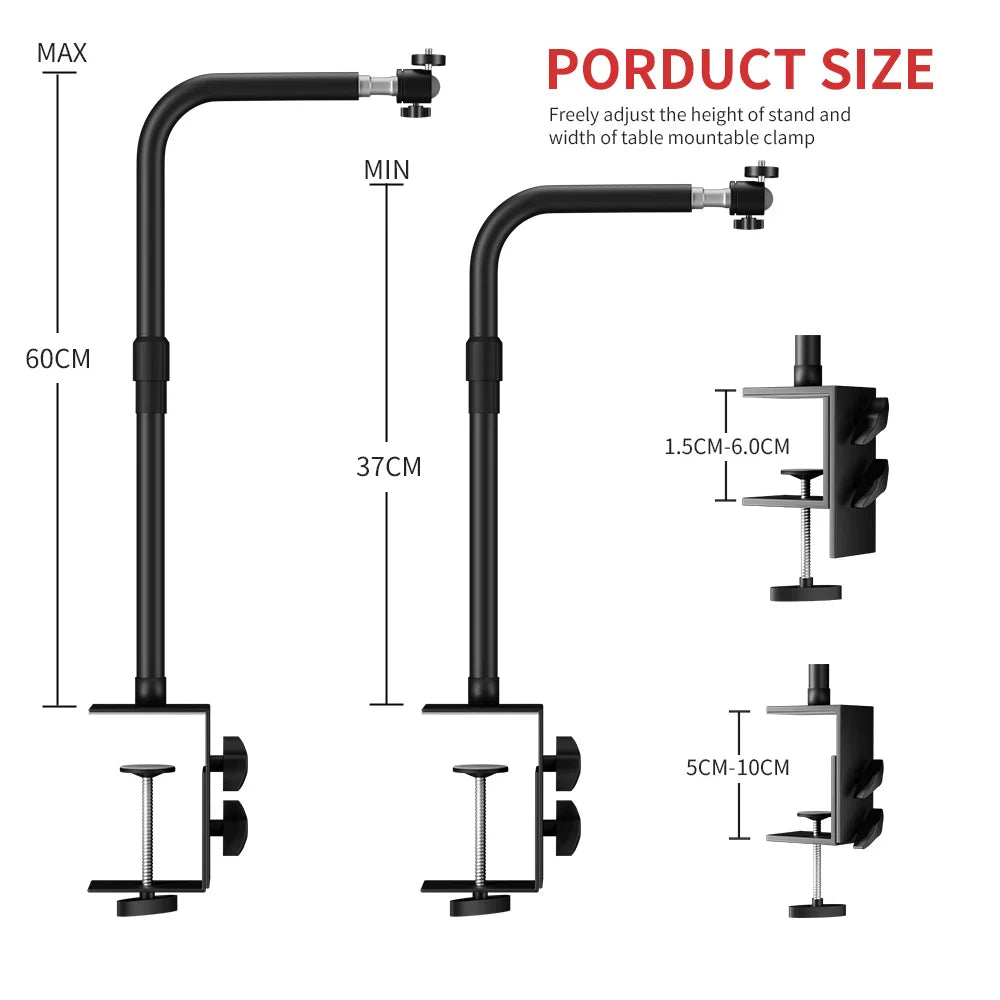 Adjustable Desk C-Stand Mount with Ball Head