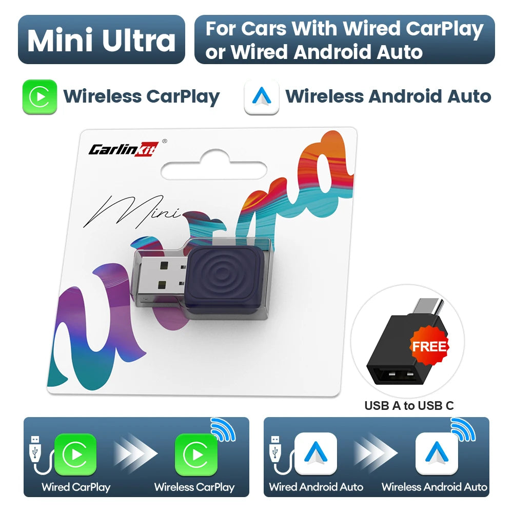 CarlinKit 5.0 Mini Wireless CarPlay & Android Auto Adapter