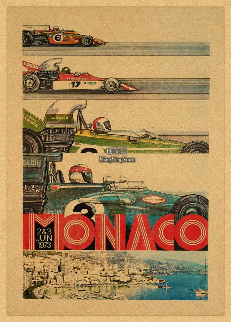 Vintage 1980s Racing Car Kraft Poster