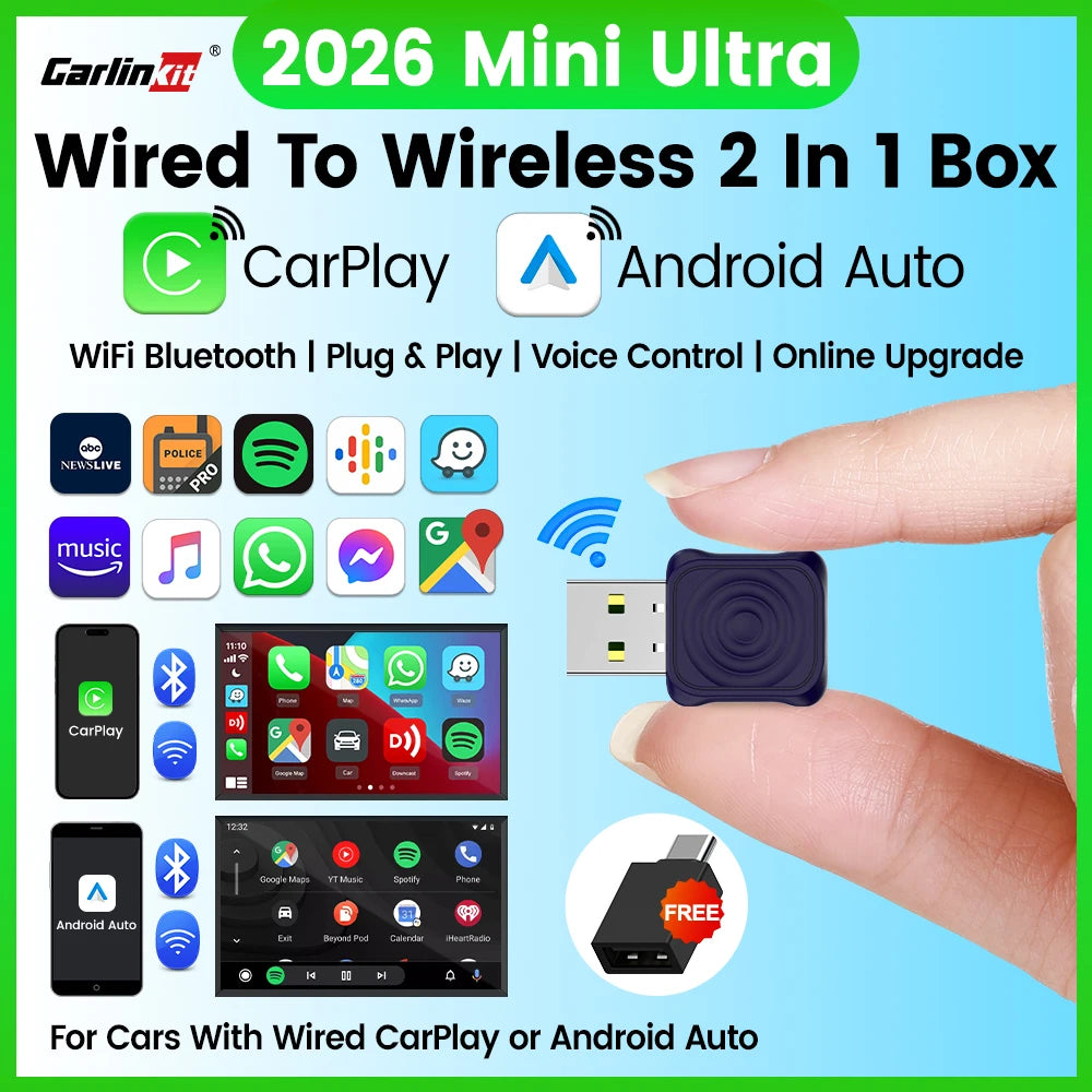 CarlinKit 5.0 Mini Wireless CarPlay & Android Auto Adapter
