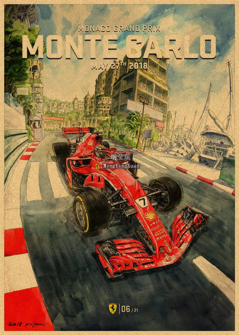 Vintage 1980s Racing Car Kraft Poster