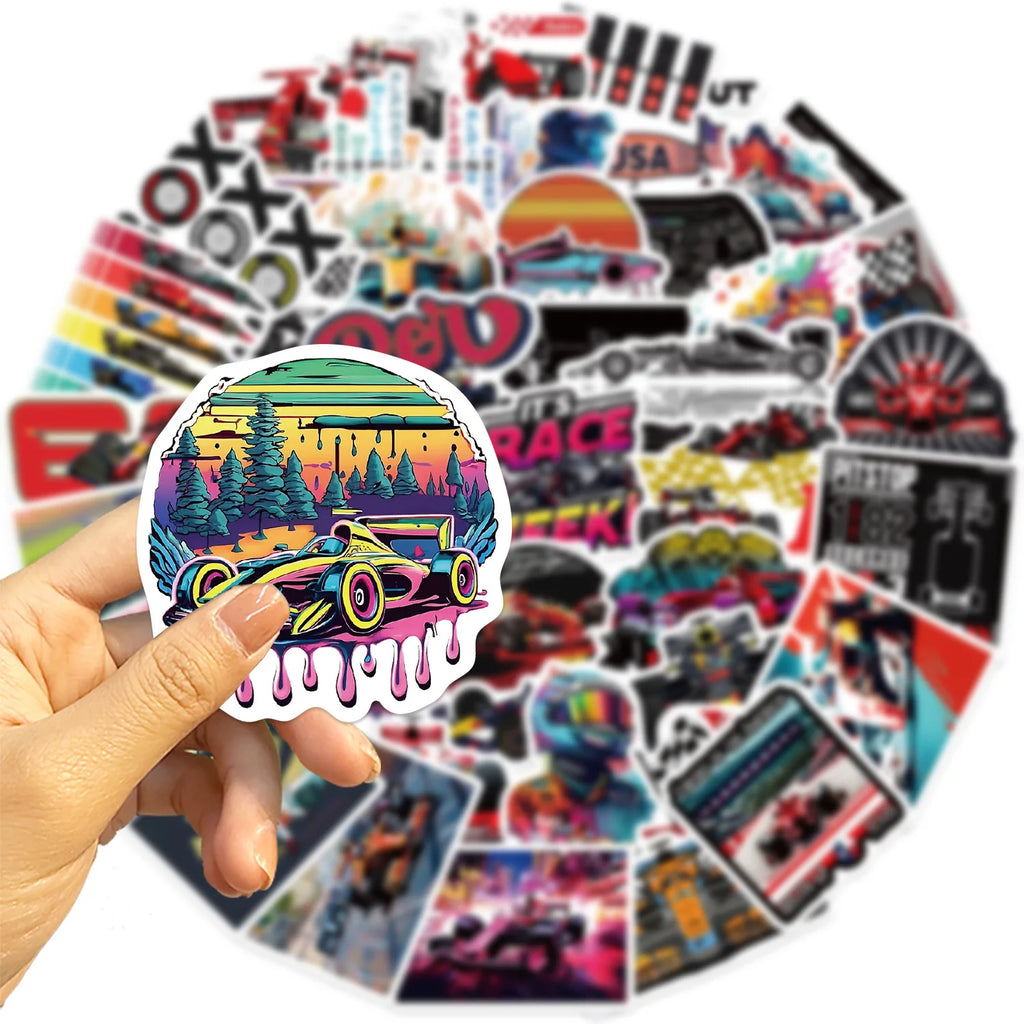 50-Piece Racing Sticker Pack
