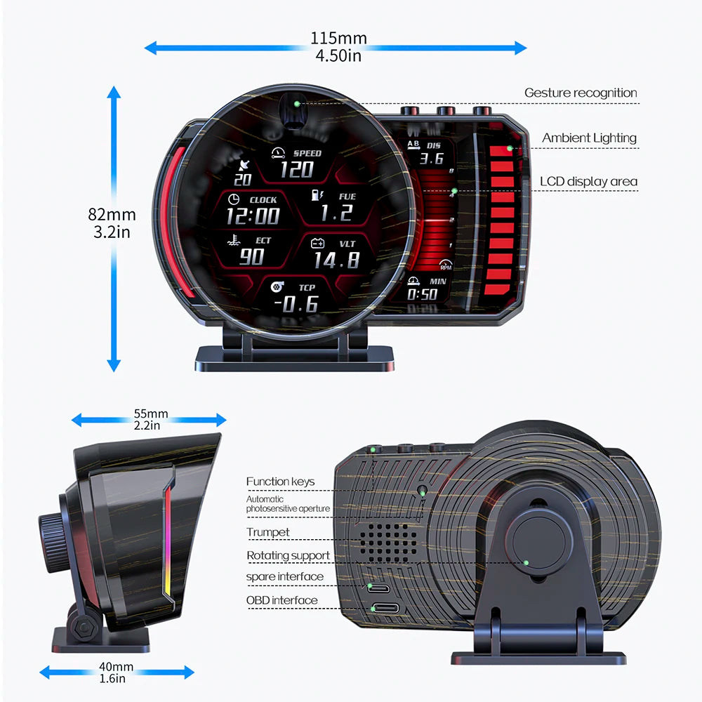 OBD2 + GPS RGB Digital Car HUD Display