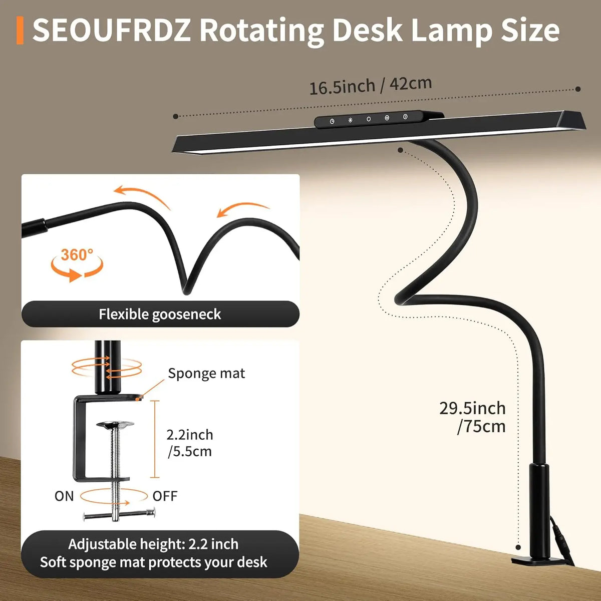 Adjustable Clamp LED Desk Lamp – 3 Colour Modes