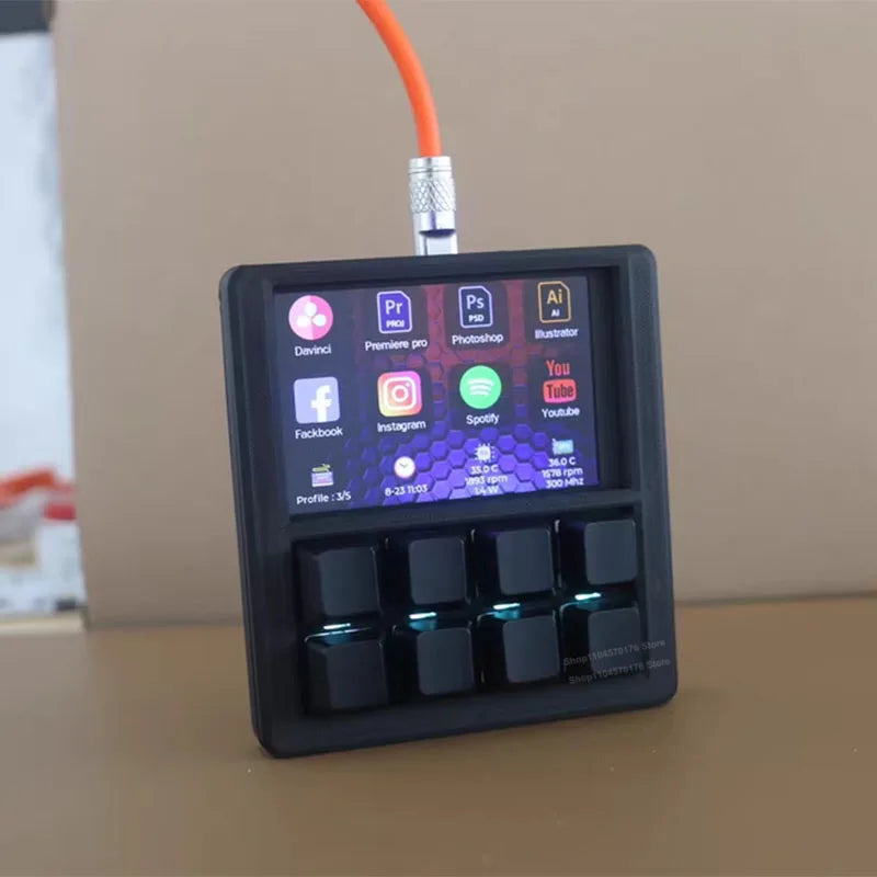 3.5″ LCD Programmable 8-Key Macro Pad