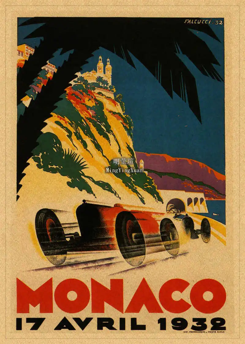 Vintage 1980s Racing Car Kraft Poster