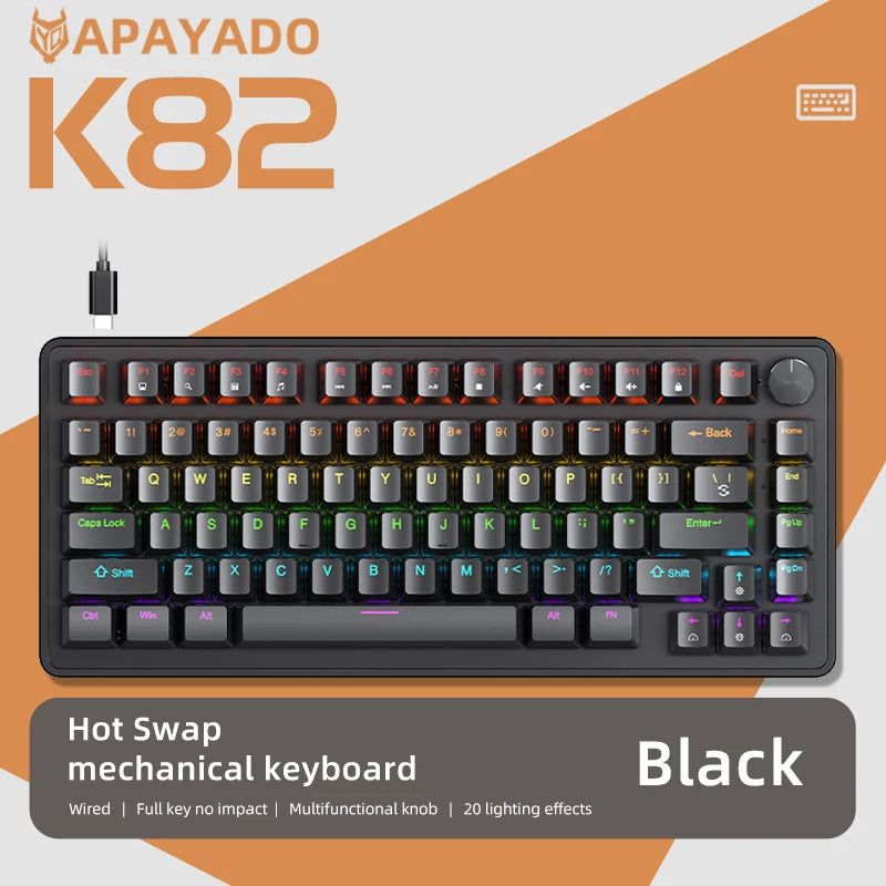 75% Hot-Swap Mechanical Gaming Keyboard with Media Knob