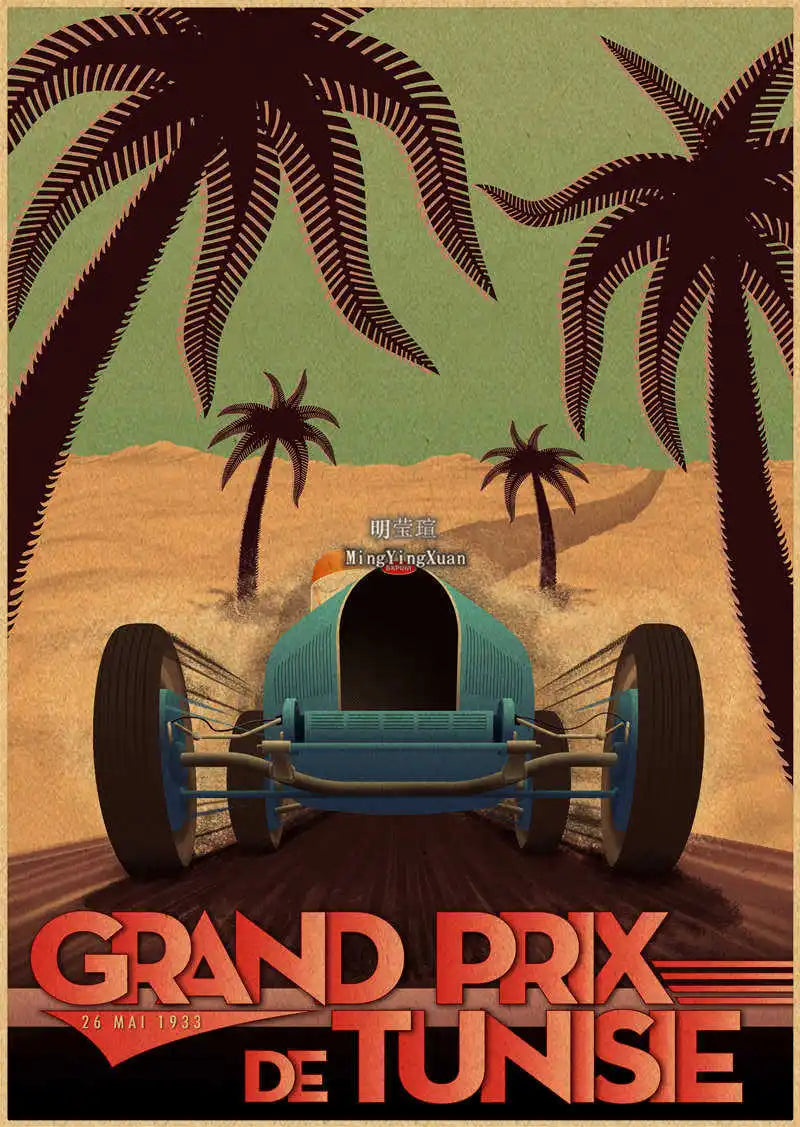 Vintage 1980s Racing Car Kraft Poster