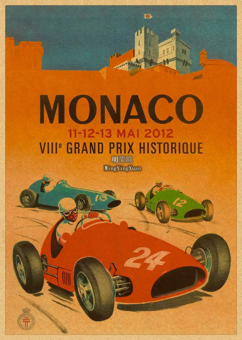 Vintage 1980s Racing Car Kraft Poster