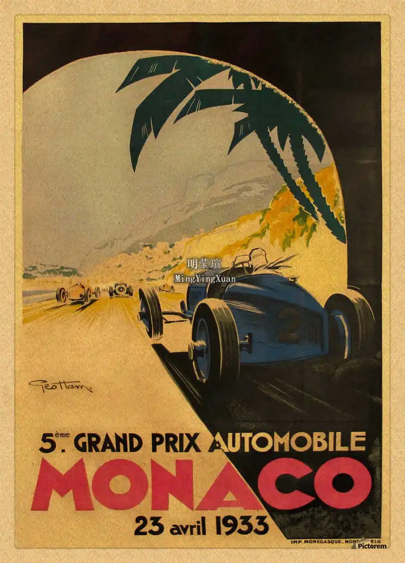 Vintage 1980s Racing Car Kraft Poster