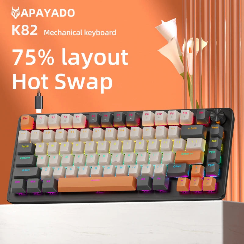 75% Hot-Swap Mechanical Gaming Keyboard with Media Knob