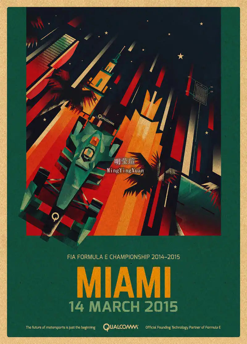 Vintage 1980s Racing Car Kraft Poster