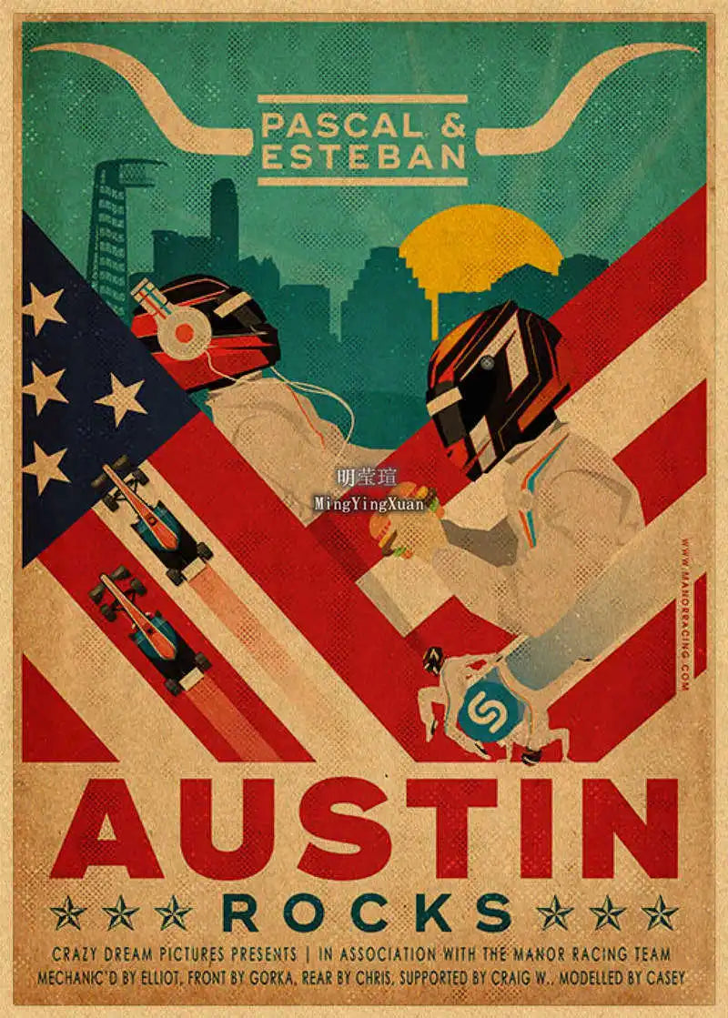 Vintage 1980s Racing Car Kraft Poster