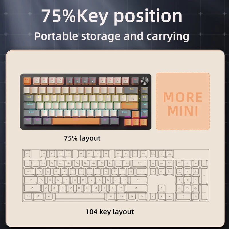 75% Hot-Swap Mechanical Gaming Keyboard with Media Knob