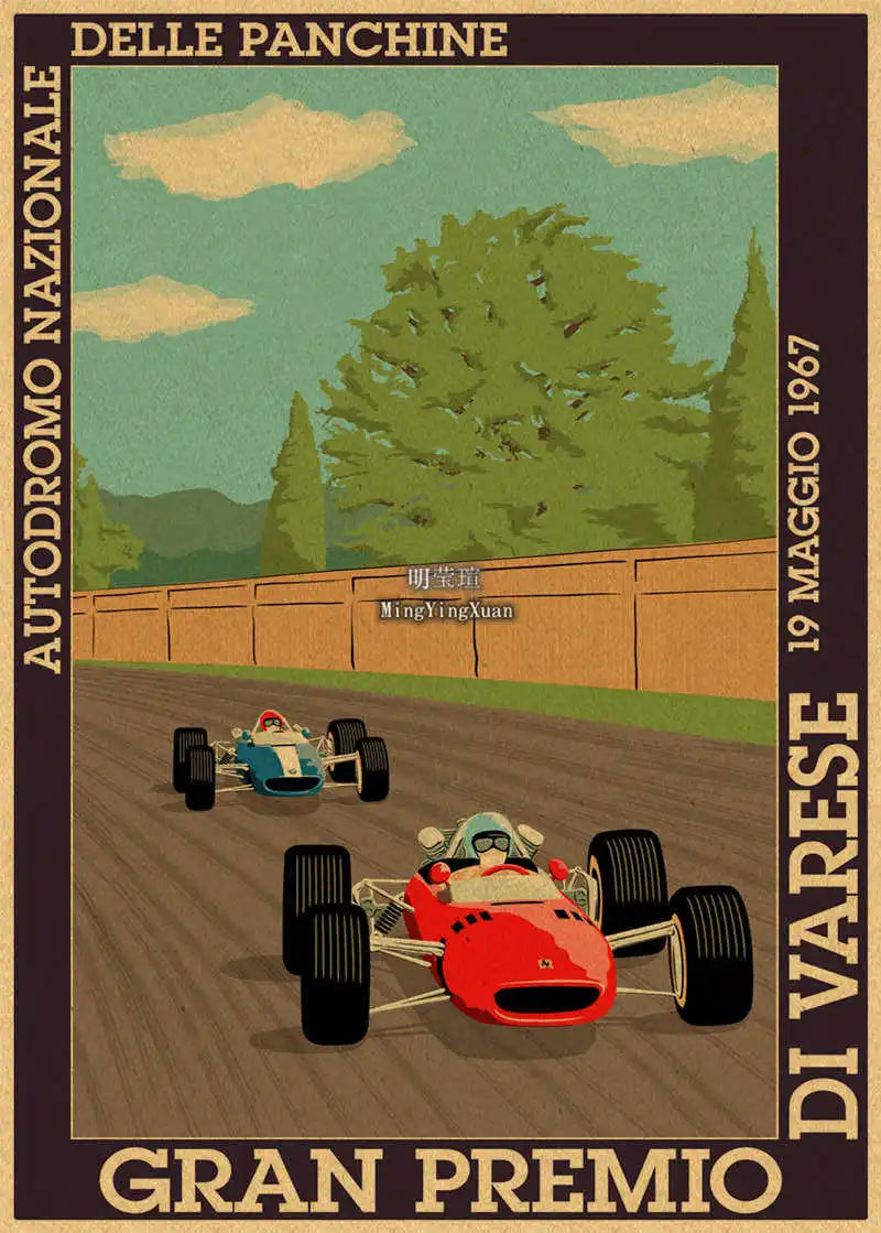 Vintage 1980s Racing Car Kraft Poster