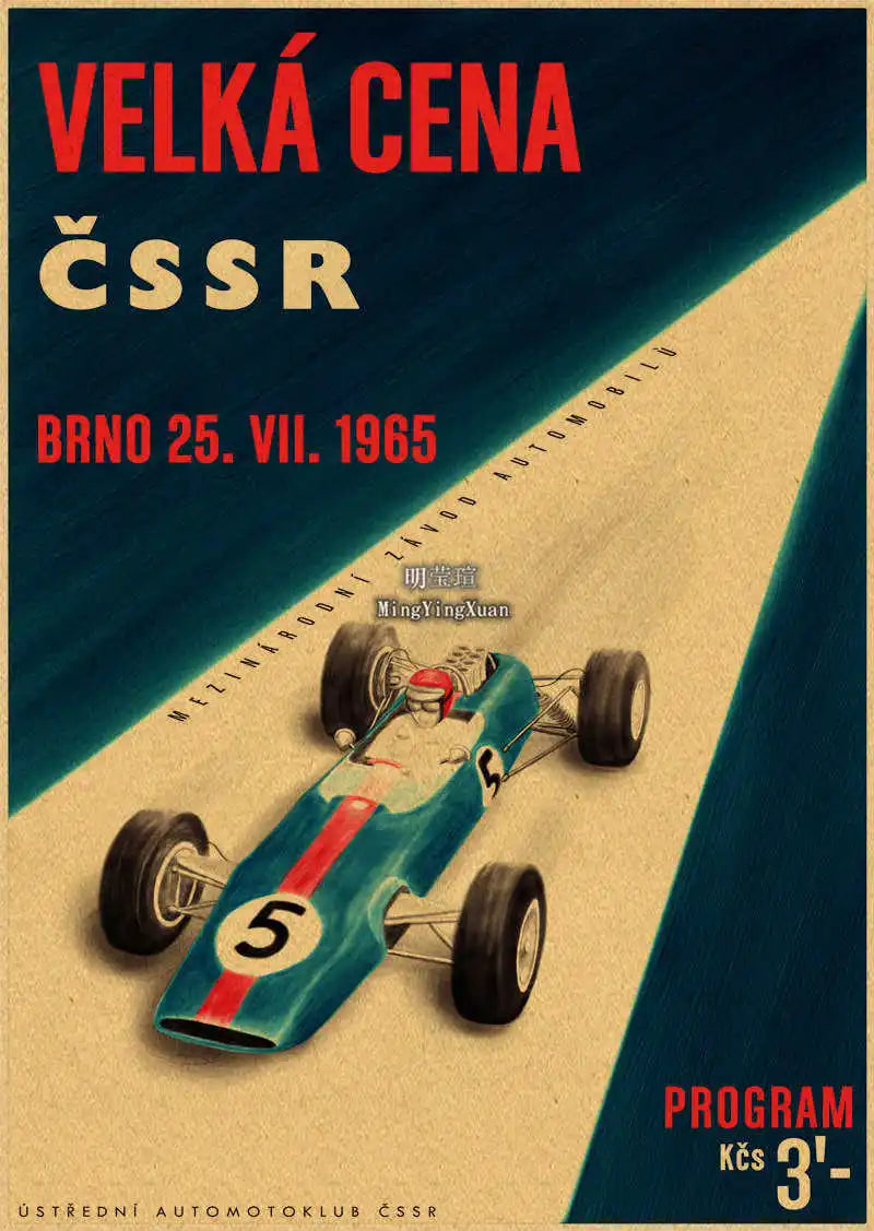 Vintage 1980s Racing Car Kraft Poster