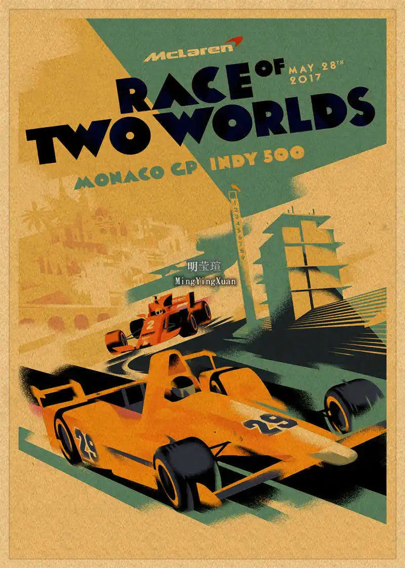 Vintage 1980s Racing Car Kraft Poster